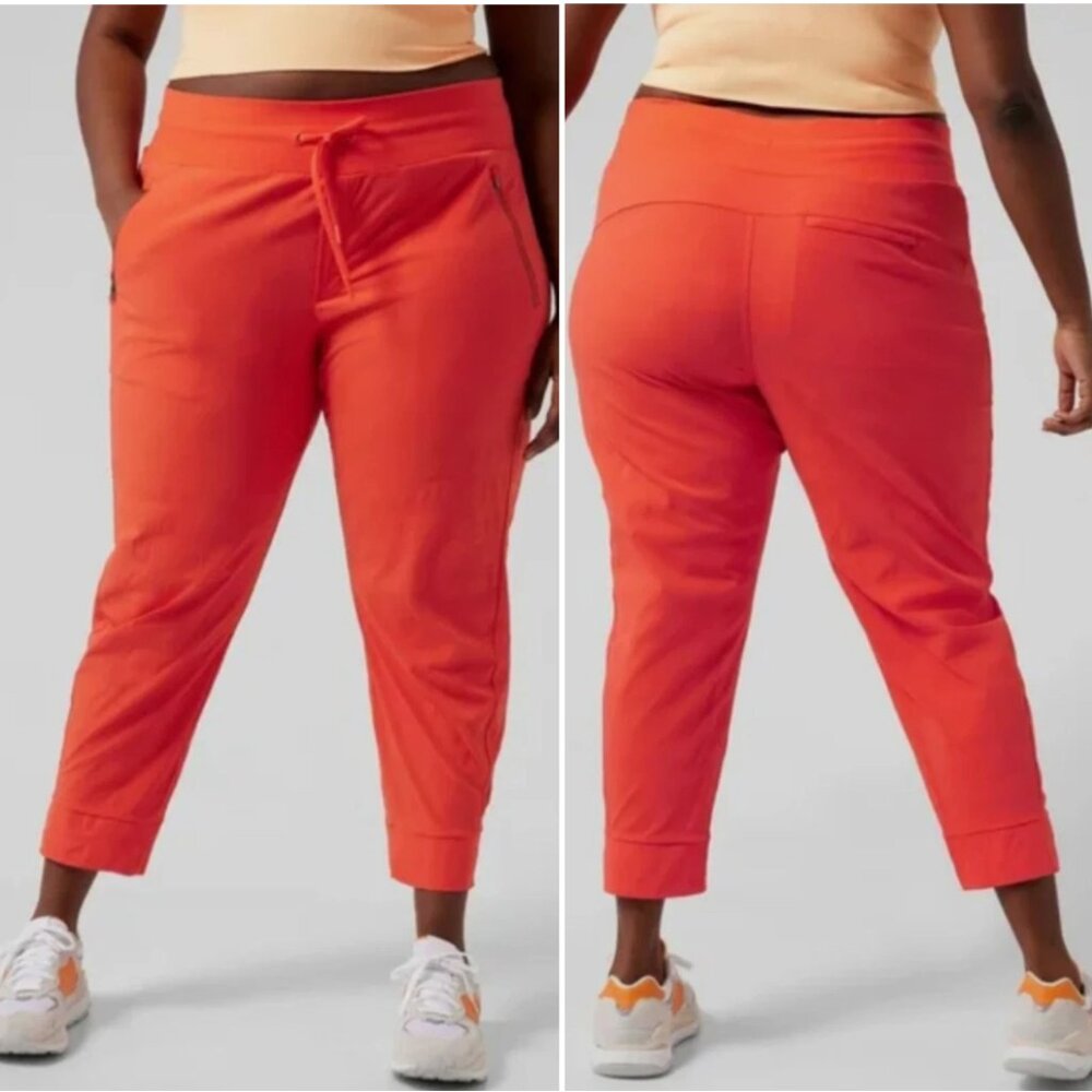 Athleta Orange Cropped Track Joggers